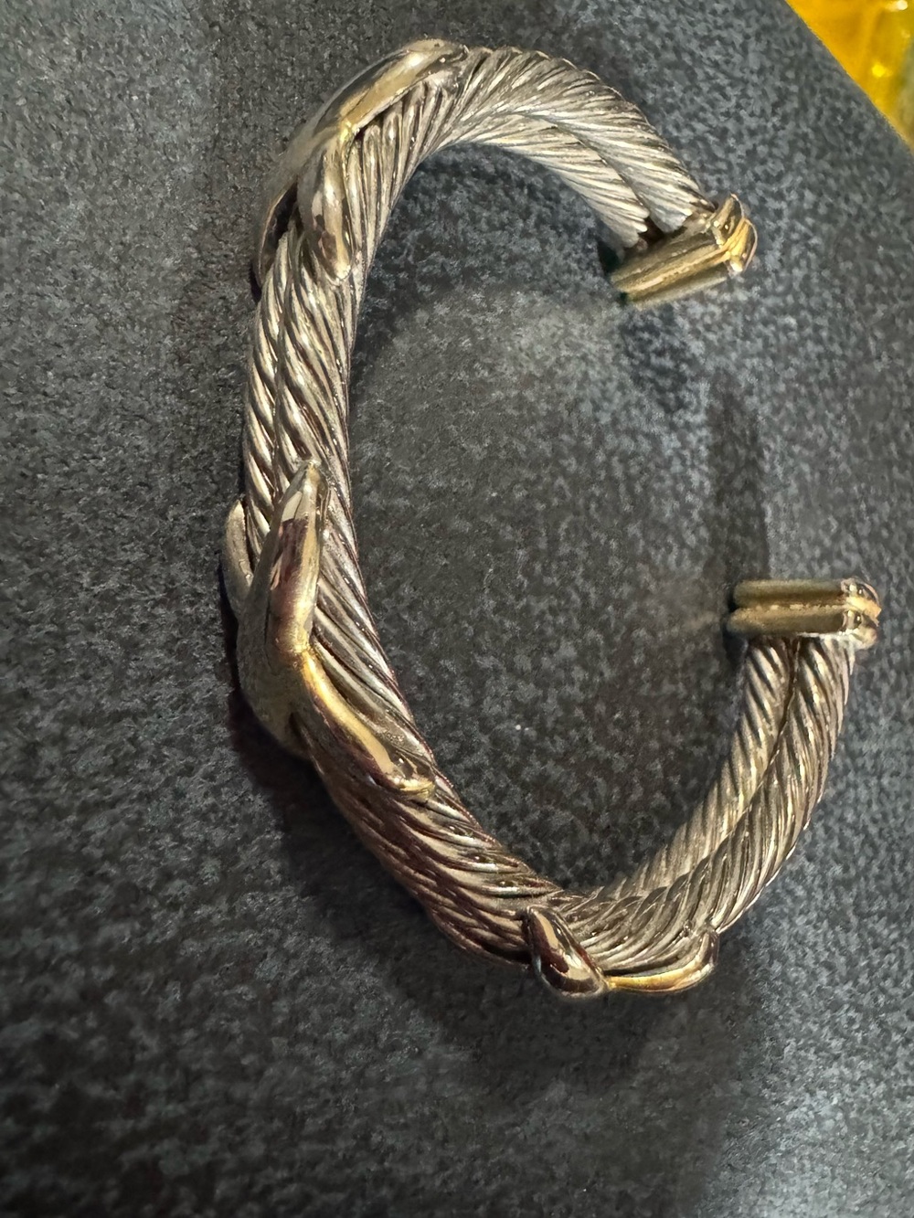 Two-Tone Twisted Cable Cuff Bracelet - Gold & Silver